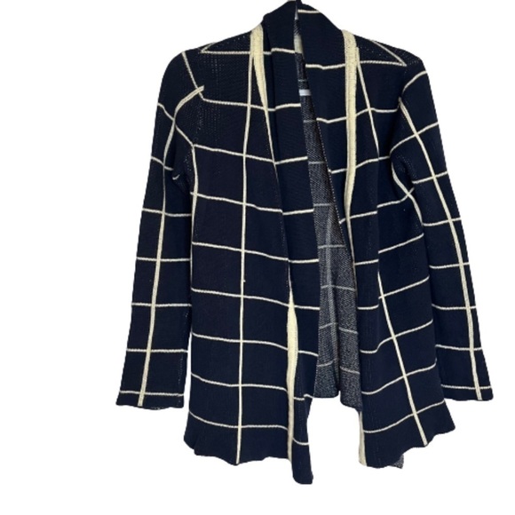 Modcloth Womens Blue White Window Pane Sweater Cardigan Size M Medium. - Picture 2 of 7